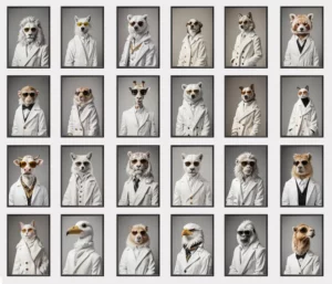 Animal Wall Art Elegant Animal Prints Digital Download Animal Suit Art Animal Portrait Office Decor Instant Download